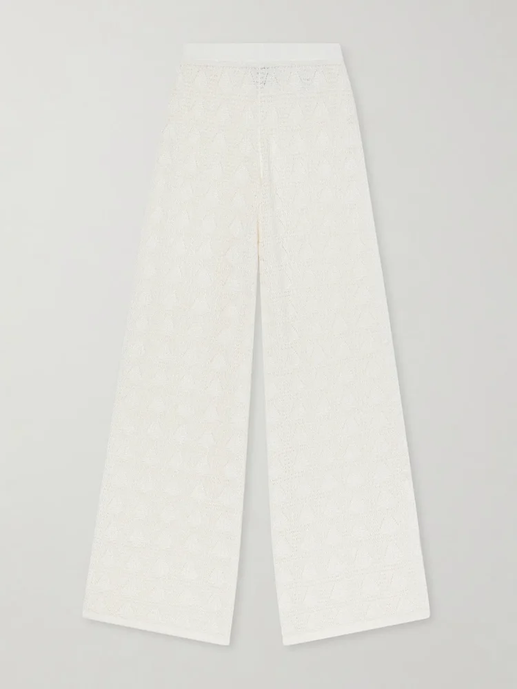 Egeo pointelle-knit wide-leg pants