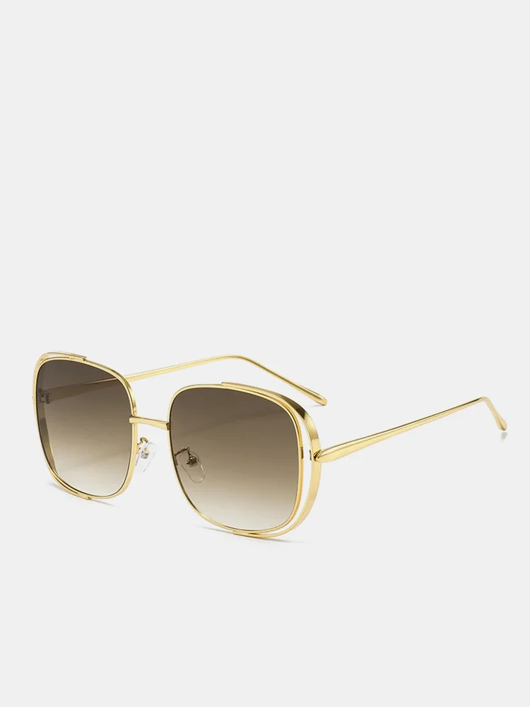 Oversized Square Metal Frame Sunglasses