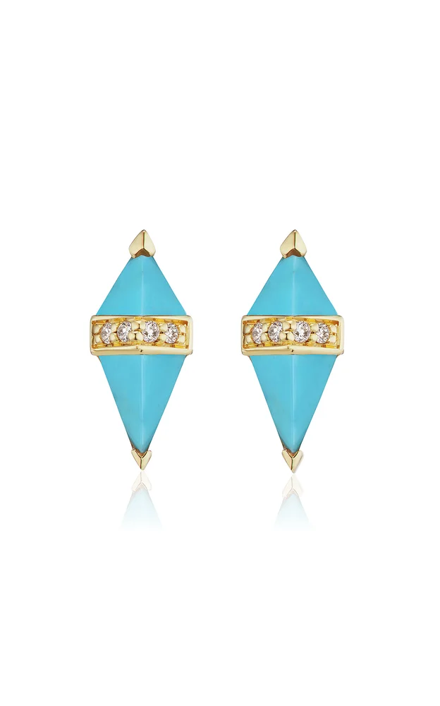 Pietra 18K Yellow Gold Diamond Topaz Stud Earrings