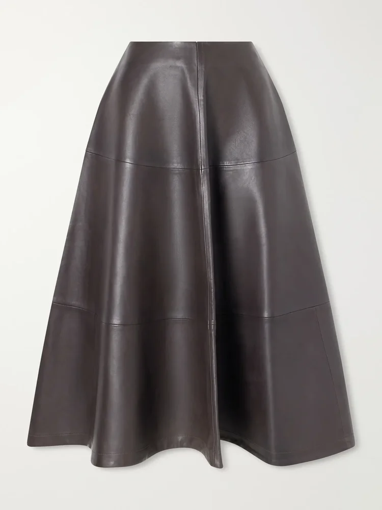 Varda paneled leather midi skirt