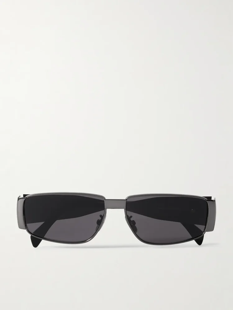 Triomphe rectangle-frame gunmetal-tone sunglasses