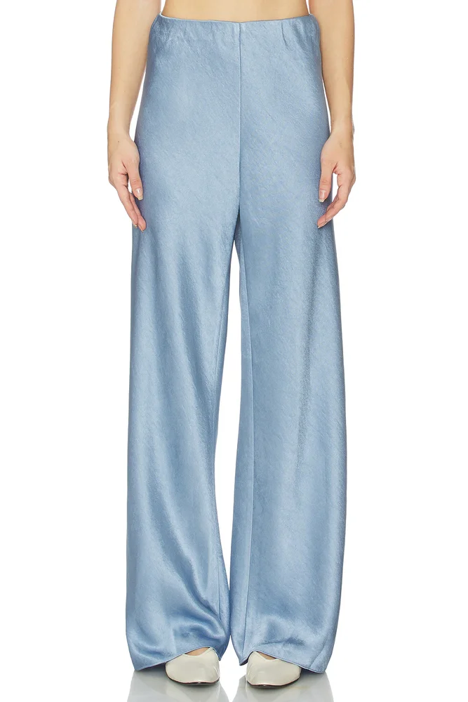 High Waist Fluid Satin Bias Pant