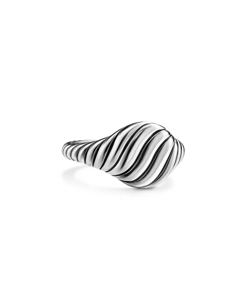 Sculpted Cable Pinky Ring in Sterling Silver, 10mm
