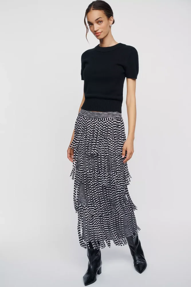 SIMONMILLER Za Za Knit Fringe Midi Skirt