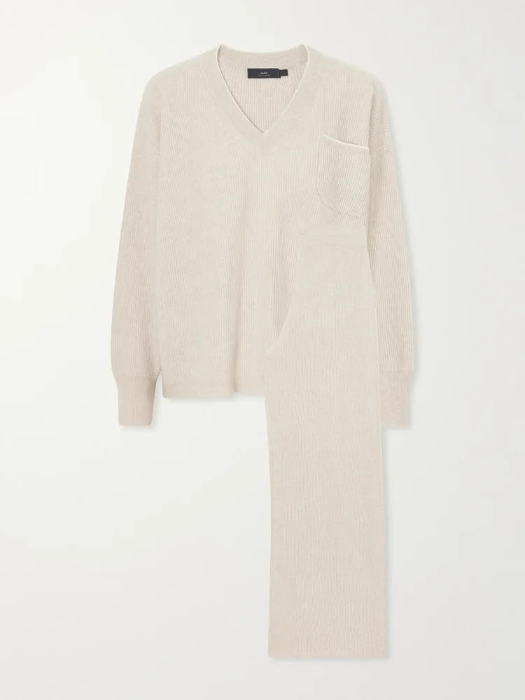Partridges ribbed cashmere sweater and pants set