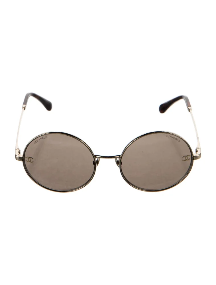 Interlocking CC Logo Metal Round Sunglasses