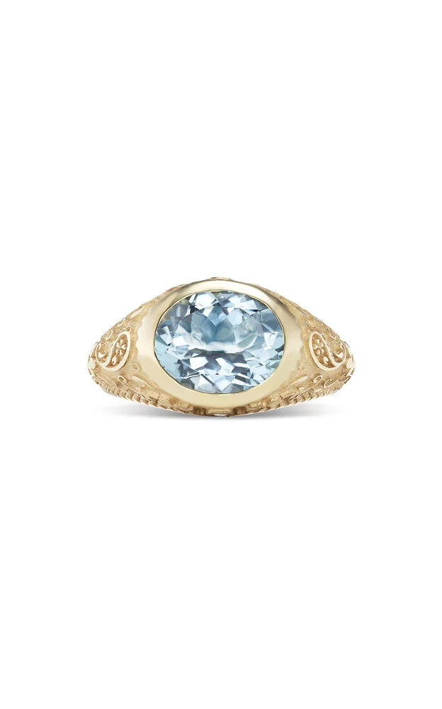 Southwestern 14K Yellow Gold Aquamarine Ring