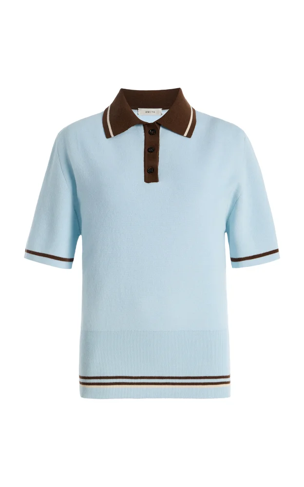 Ivy Colorblocked Wool Polo Top