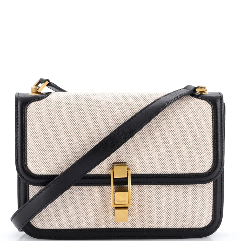 ysl Carre Satchel Canvas with Leather Medium
