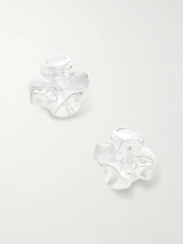 Flower silver-plated earrings