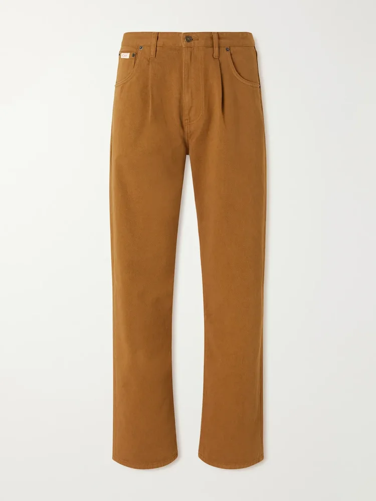 Straight-Leg Pleated Organic Jeans