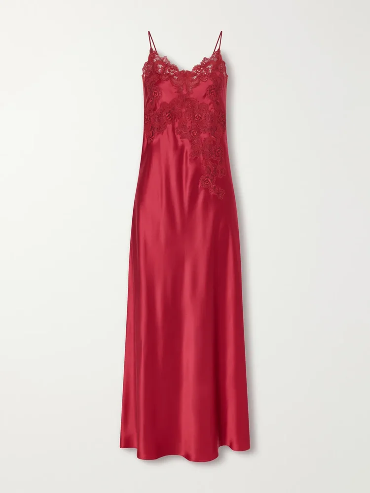 Grimilde lace-trimmed silk maxi dress
