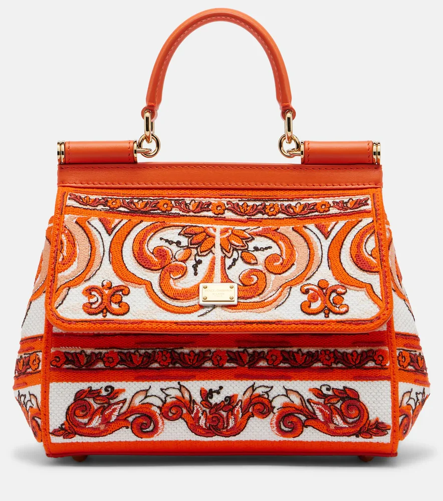 Sicily Medium embroidered top-handle bag