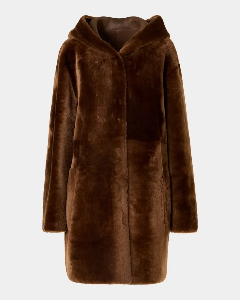 Hooded Shearling Oversized Coat