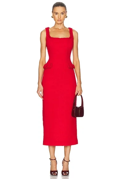 Tweed Sleeveless Long Dress
