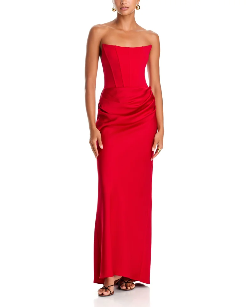 Long Scuba Strapless Gown - Exclusive