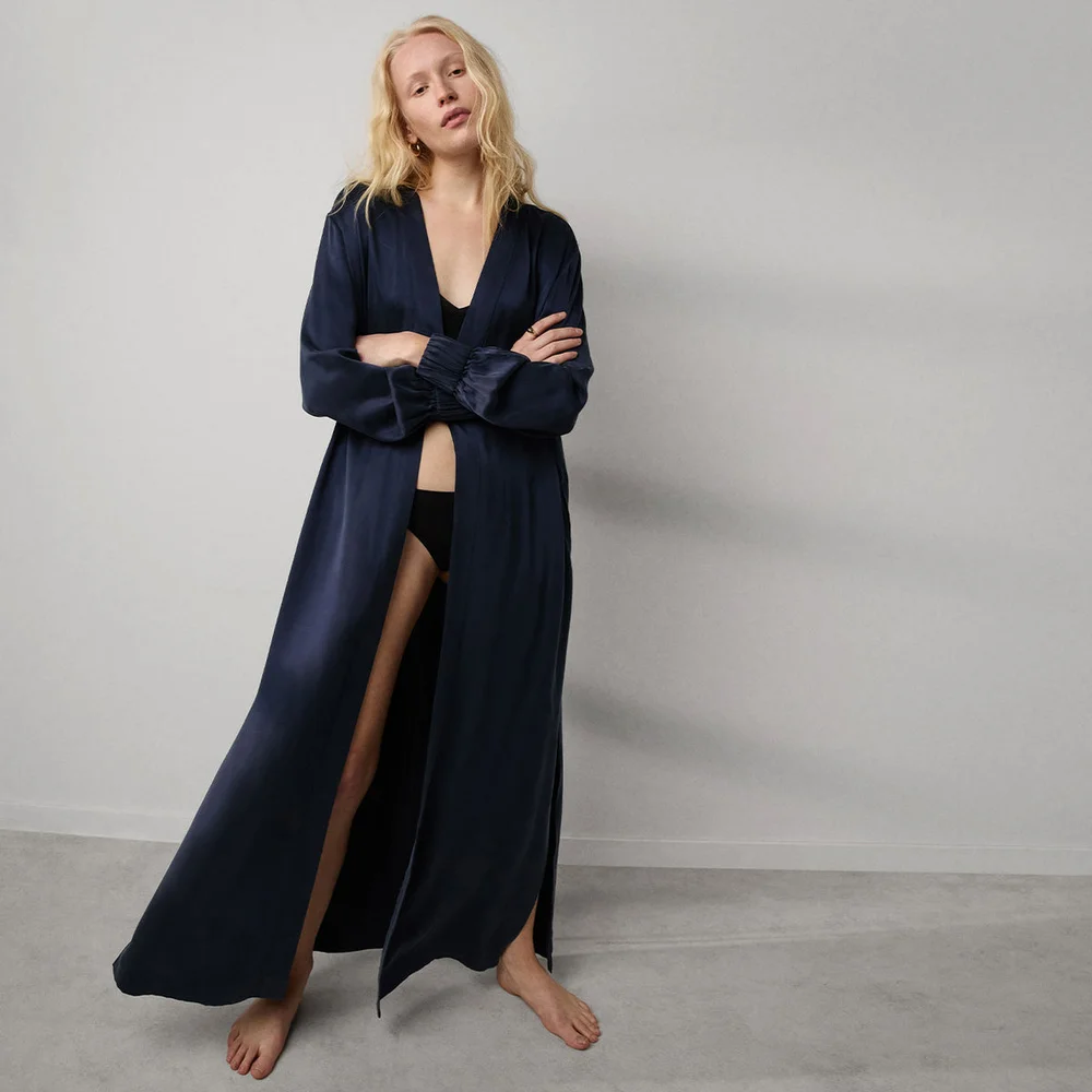 Washable Silk Long Robe