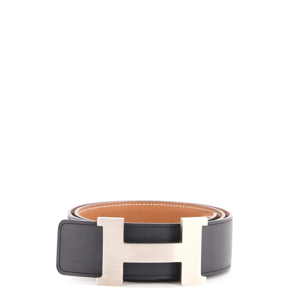 Pre-Owned Constance Reversible Belt Leather Wide, Black