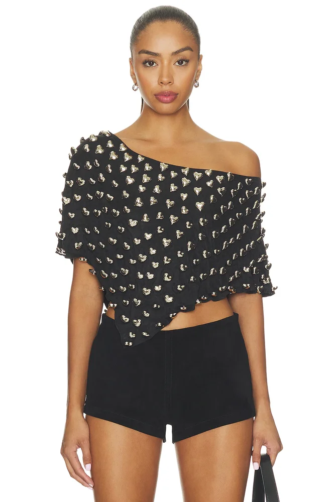 Heart Charm Cropped Poncho