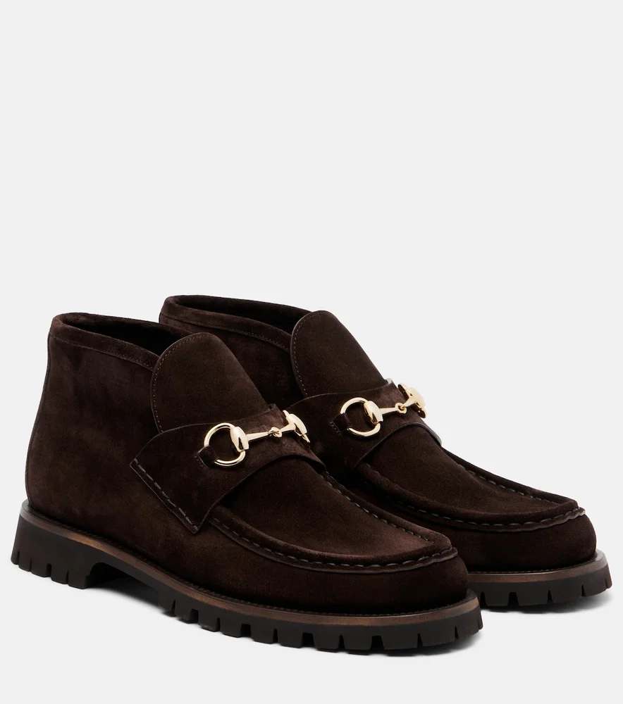 Horsebit suede ankle boots