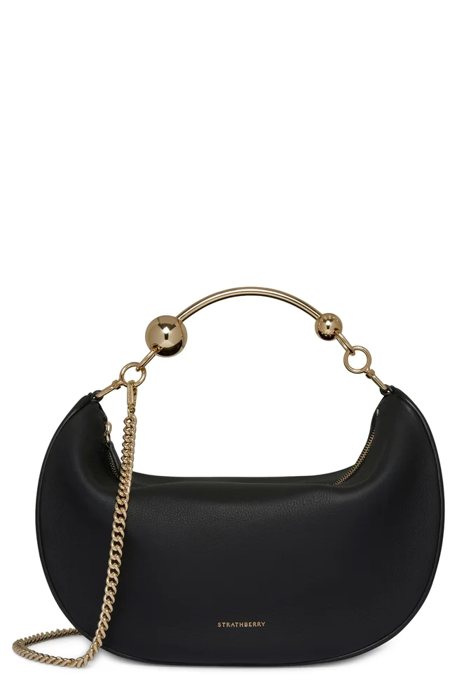 Crescent Moon Leather Shoulder Bag