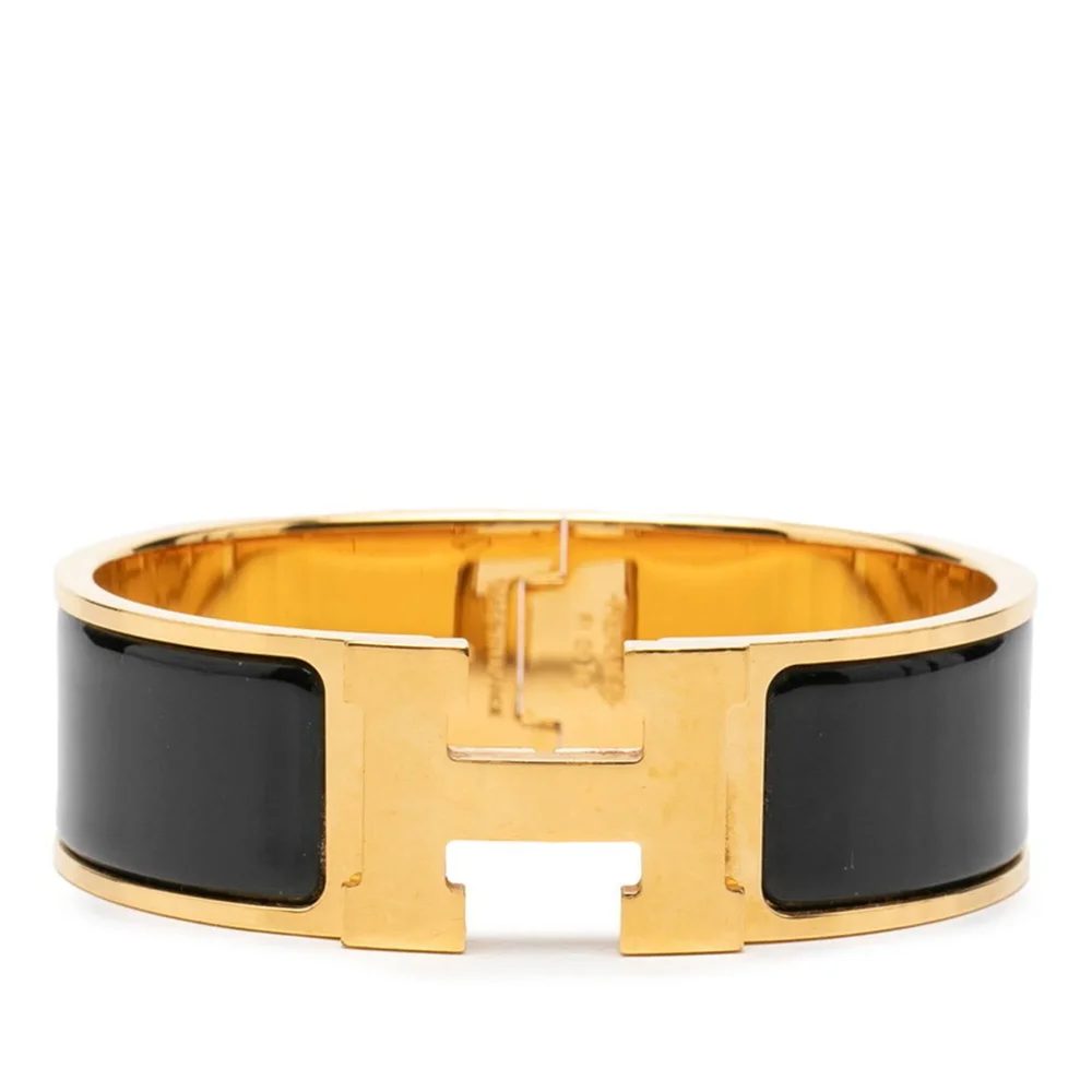 Pre-Owned Clic Clac Bracelet Black Enamel