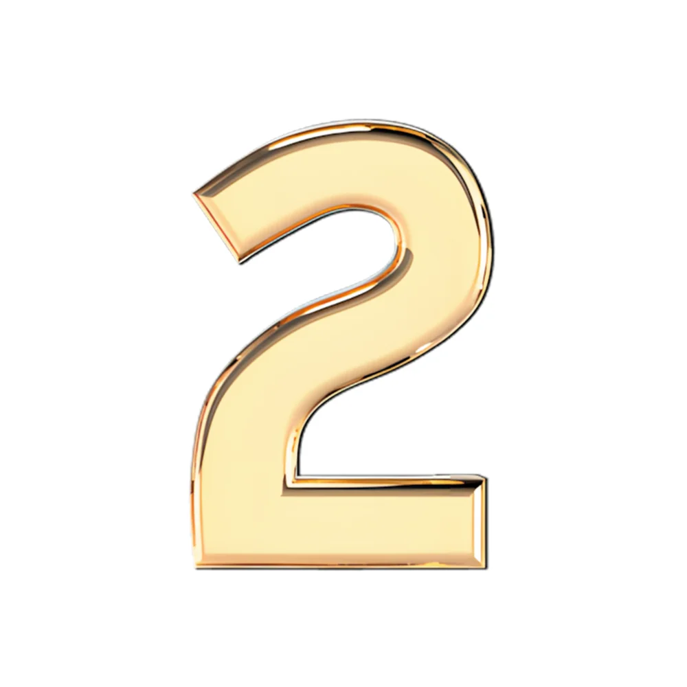 Solid Number 2 Slider Necklace Charm