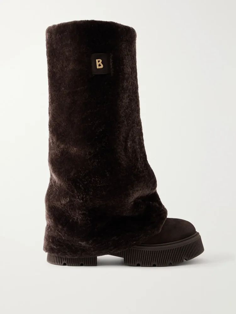 Turin 8 D suede and shearling knee boots