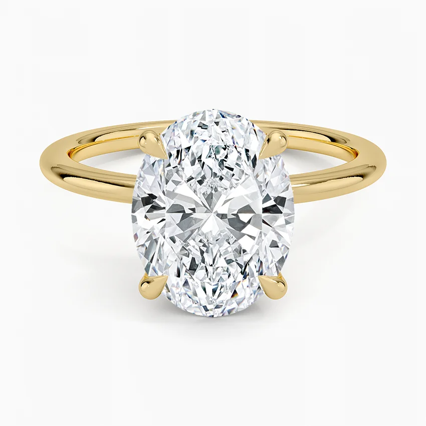 Petite Elodie 1.5mm Solitaire with 3ct Oval Certified Lab Diamond in 18K Yellow Gold