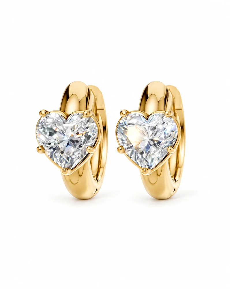 Lab Grown Diamond Dainty Heart Huggie Earring 14K