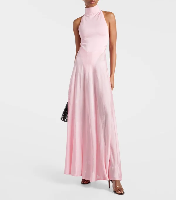 Turtleneck maxi dress in pink - Alaia