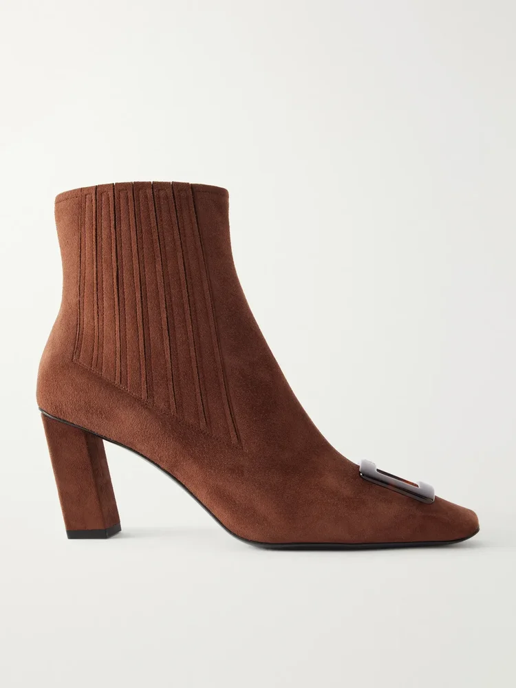Belle Vivier 75 embellished suede ankle boots