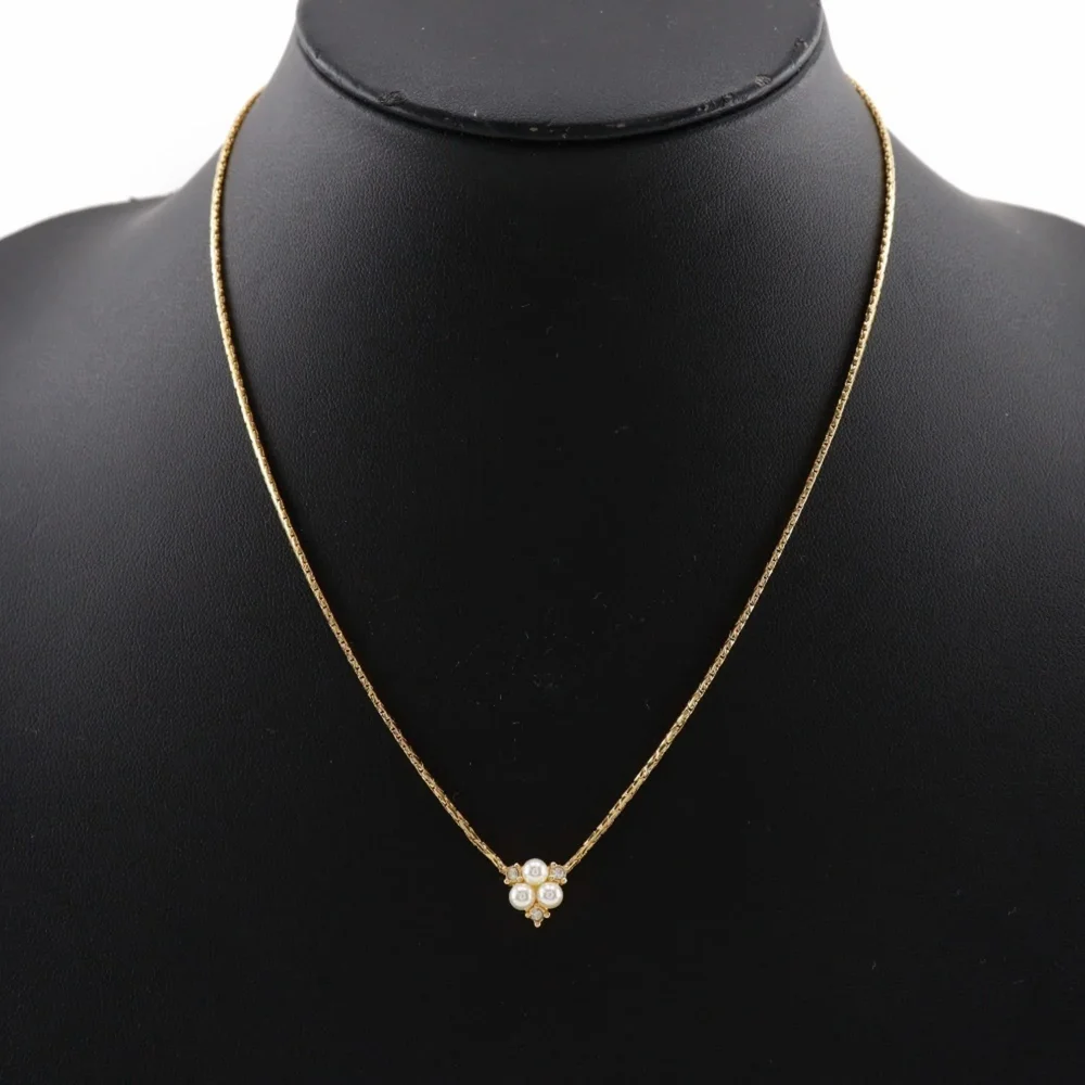 Pre-Owned Gold Pearl and Rhinestone Pendant Necklace