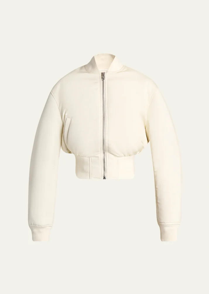 Padded Faille Crop Bomber Jacket