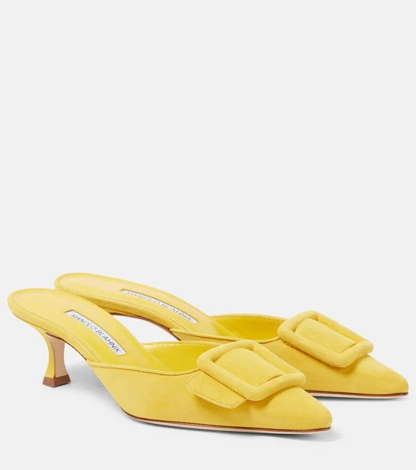 Maysale 50 leather mules in yellow - Manolo Blahnik