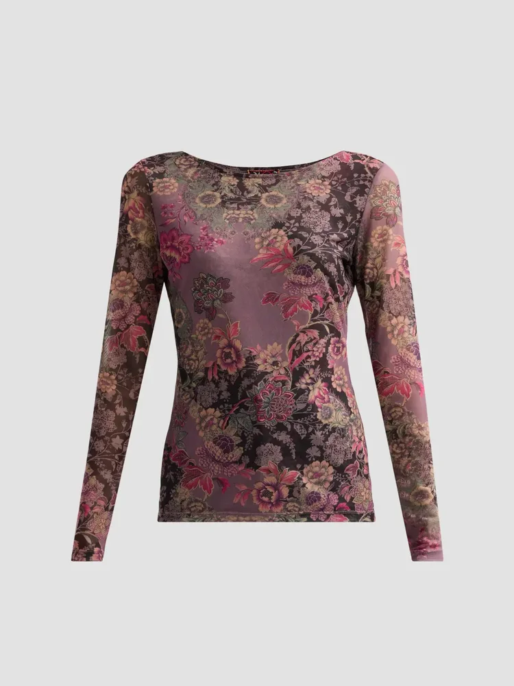 Jemma Floral Mesh Long-Sleeve Shirt