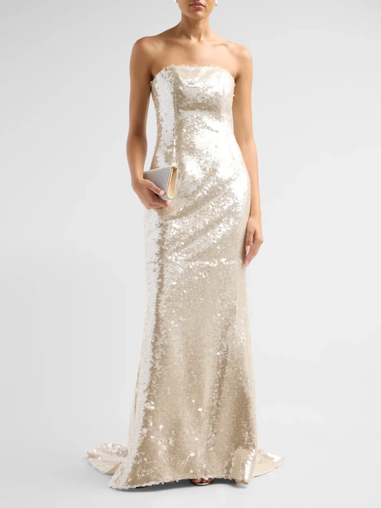 Strapless Lace-Up Corset Gown