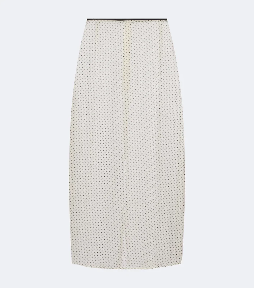 Polka-dot sheer midi skirt