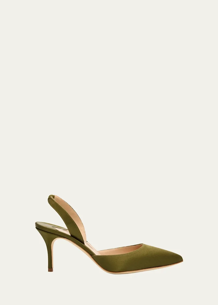 70mm Carolyne Satin Slingback Pumps