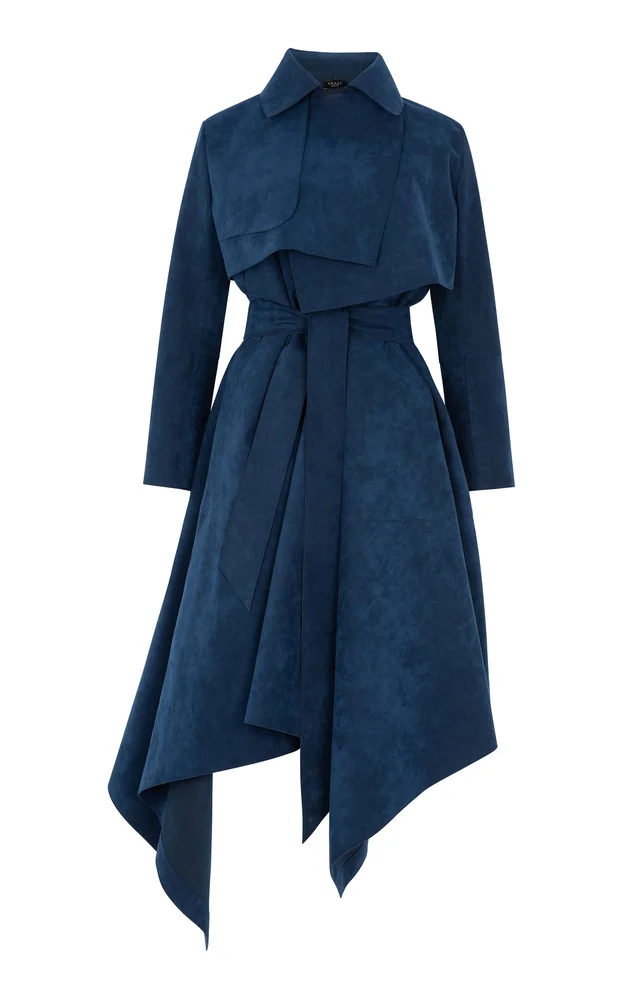 Asymmetrical Faux Suede Coat