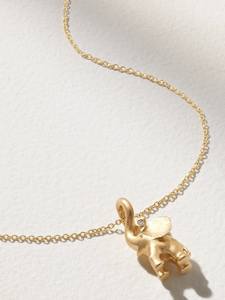 Elephant 18-karat gold diamond necklace
