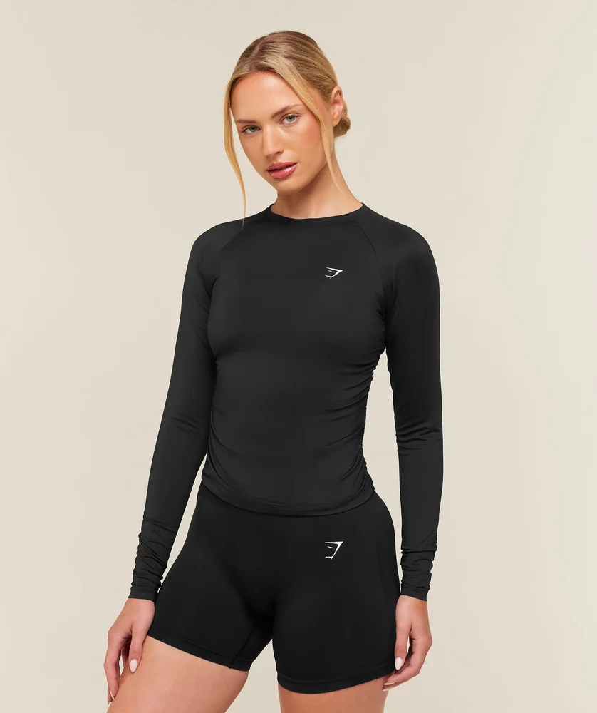 Gymshark Flutter Long Sleeve Top - Black