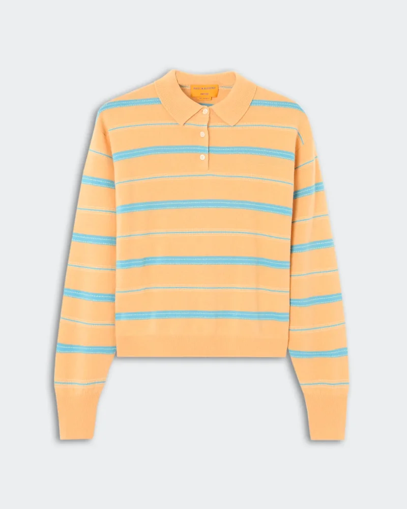 Collegiate striped cashmere polo sweater