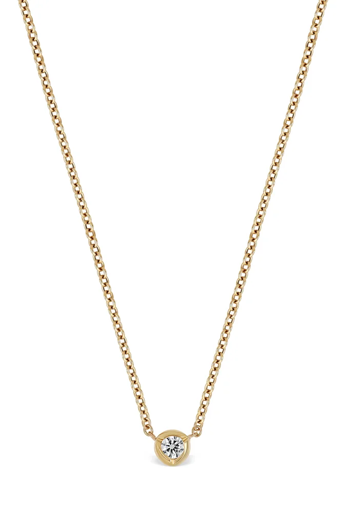 Petite Bezel Diamond Solitaire Necklace
