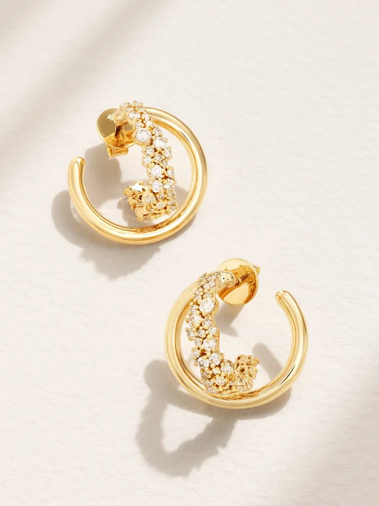 Scatter Mini 18-karat gold diamond hoop earrings