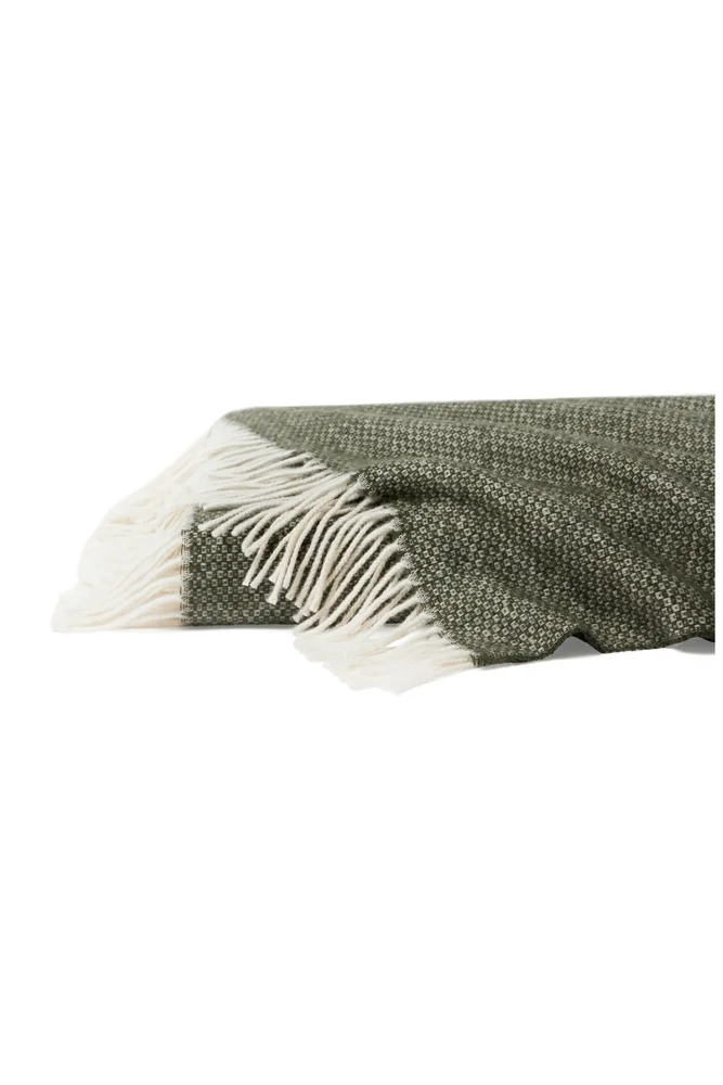 Cervino Fringe Trim Wool & Cashmere Throw Blanket