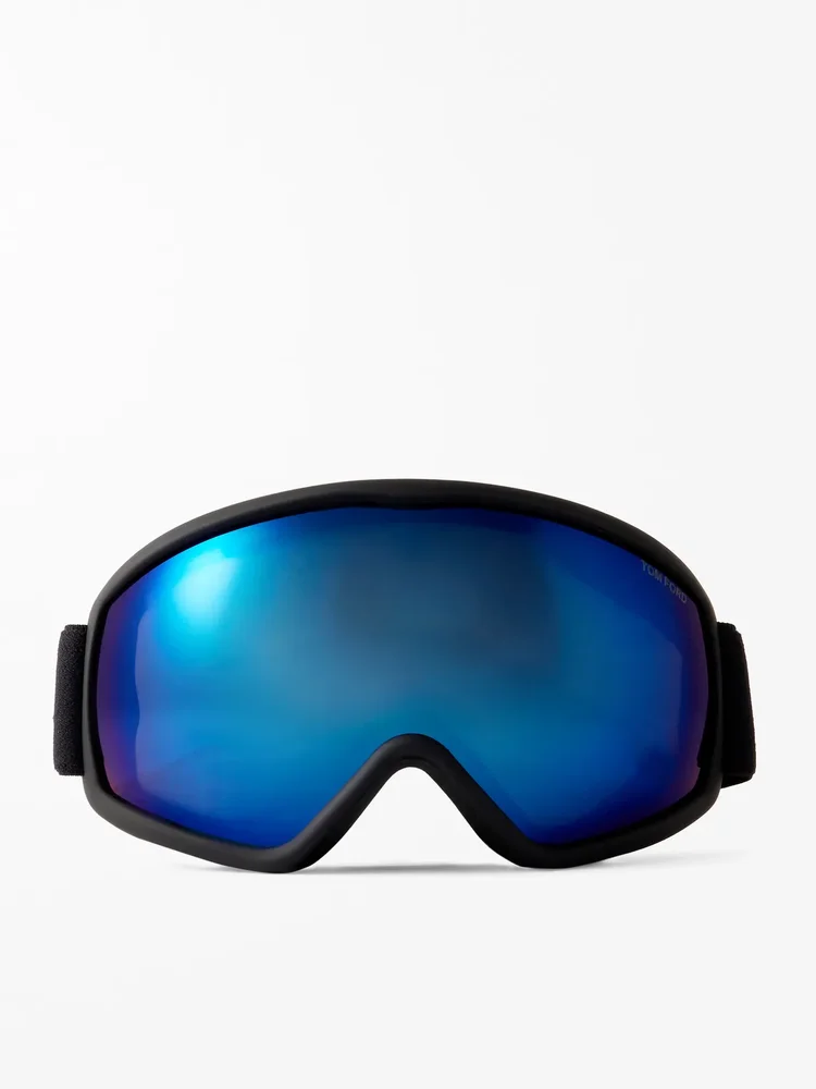 Webbing-Trimmed Mirrored Ski Goggles