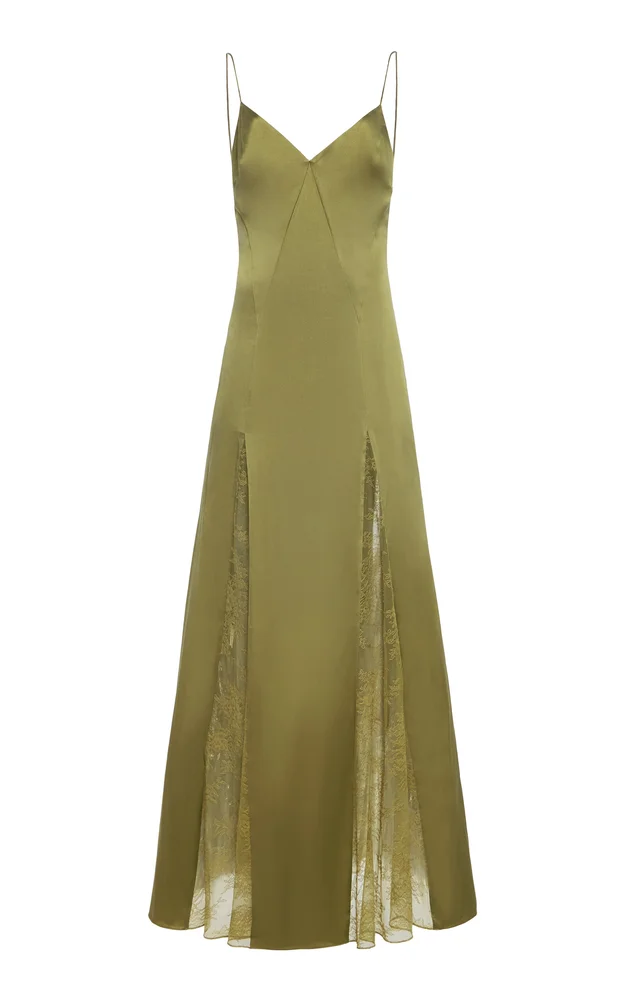 Exclusive Trinity Lace-Inset Silk Maxi Slip Dress