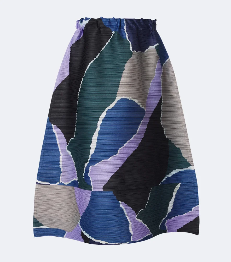 Surprise! pleated printed midi skirt