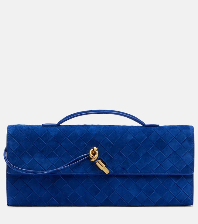 Intrecciato suede clutch